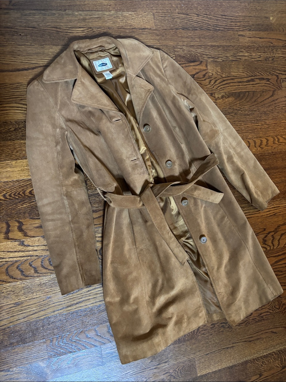 Vintage Old Navy Classic Brown Suede Leather Trench Coat - women
